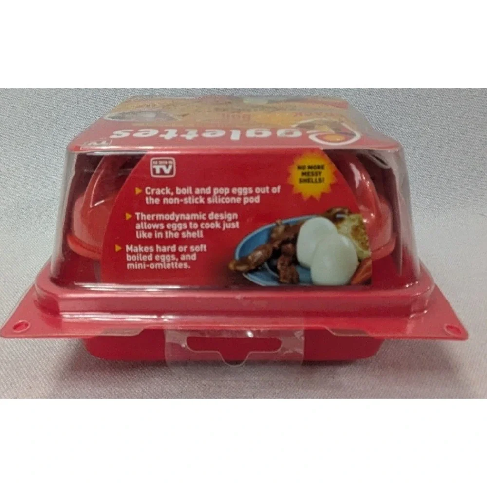 Egglettes Egg Cooker Pods Unisex OS Red New 4-Pack Hard Boiled No Shell ASOTV